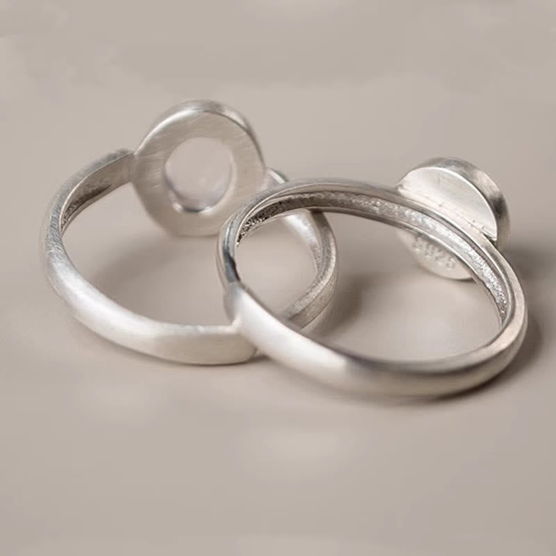 Anillo de Buddha Stones con cristales rosas naturales de plata de ley 925 y calidez ajustable