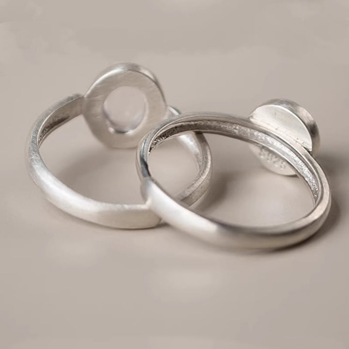 Anillo de Buddha Stones con cristales rosas naturales de plata de ley 925 y calidez ajustable