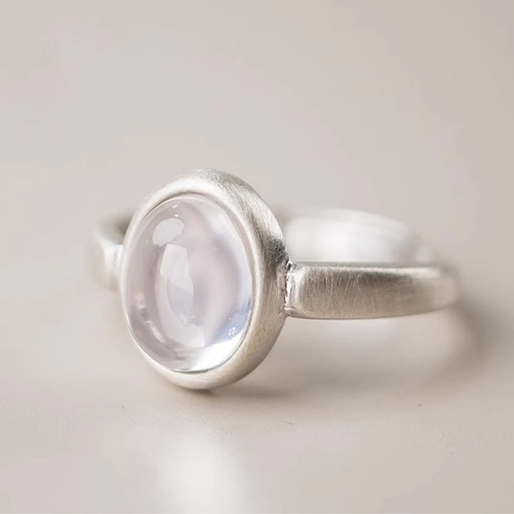 Anillo de Buddha Stones con cristales rosas naturales de plata de ley 925 y calidez ajustable