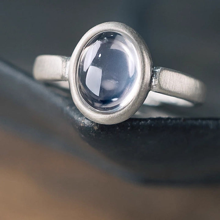 Anillo de Buddha Stones con cristales rosas naturales de plata de ley 925 y calidez ajustable