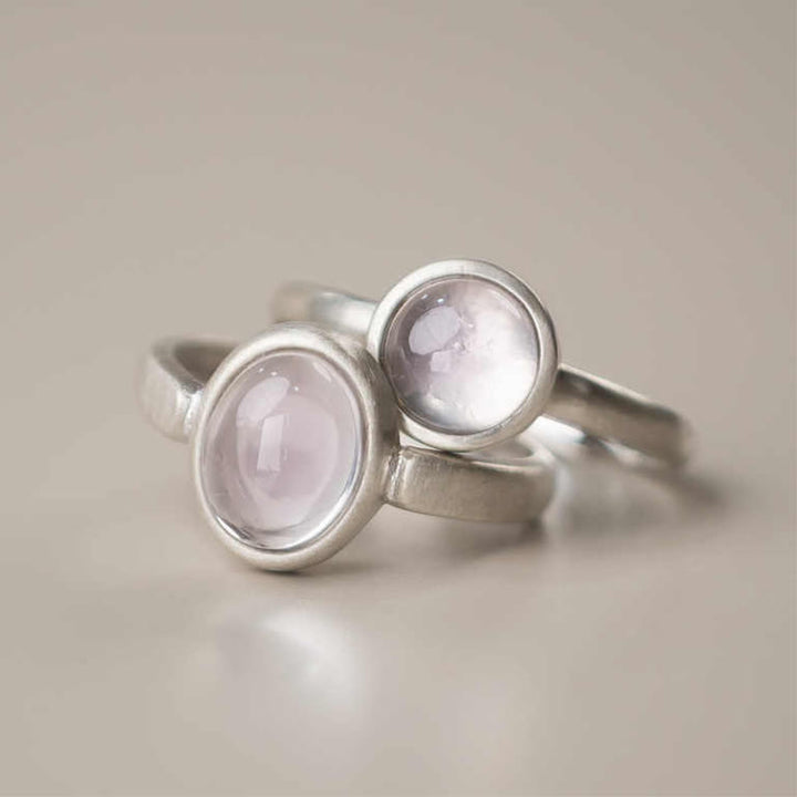 Anillo de Buddha Stones con cristales rosas naturales de plata de ley 925 y calidez ajustable