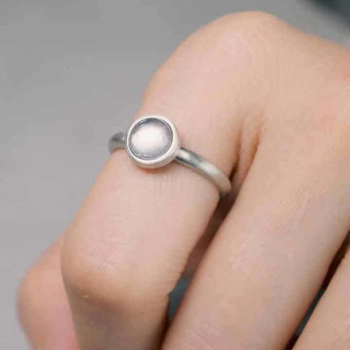 Anillo de Buddha Stones con cristales rosas naturales de plata de ley 925 y calidez ajustable