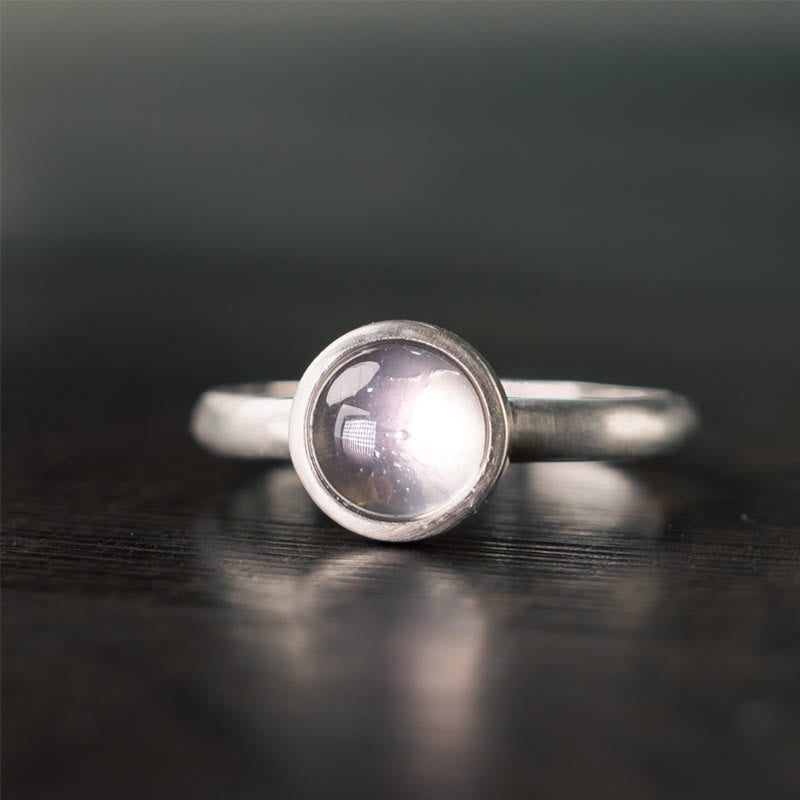 Anillo de Buddha Stones con cristales rosas naturales de plata de ley 925 y calidez ajustable