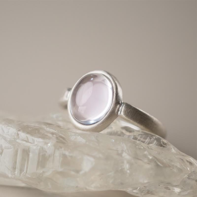 Anillo de Buddha Stones con cristales rosas naturales de plata de ley 925 y calidez ajustable - image 1