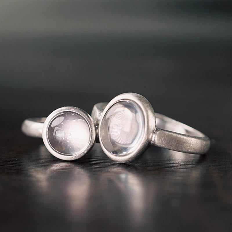 Anillo de Buddha Stones con cristales rosas naturales de plata de ley 925 y calidez ajustable - Estilo A (aproximadamente 9 x 11 mm) - image 0