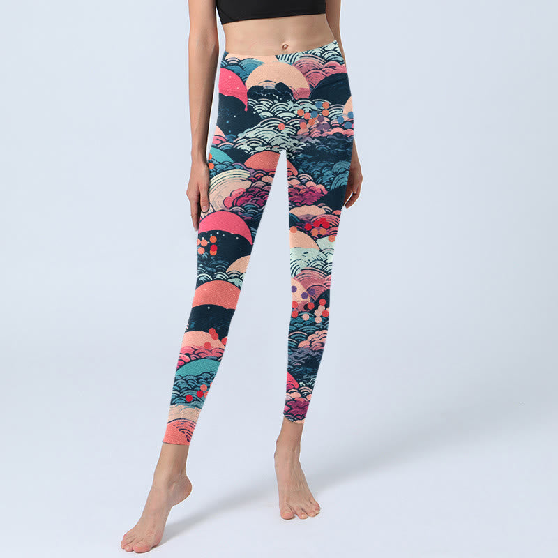 Leggings de yoga para mujer con estampado de olas del océano y Buddha Stones - image 5