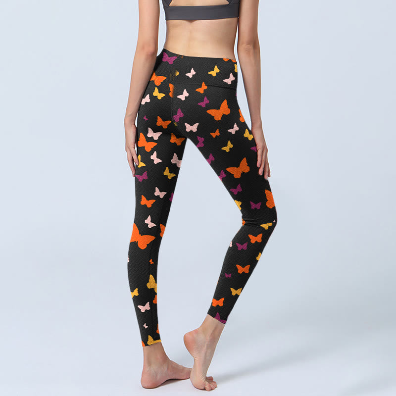 Leggings de yoga para mujer con estampado de mariposas coloridas y Buddha Stones - image 4
