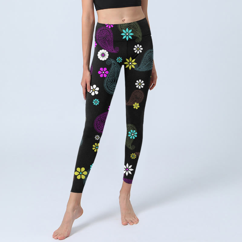 Leggings de yoga para mujer con estampado de flores de anacardo y Buddha Stones - image 5
