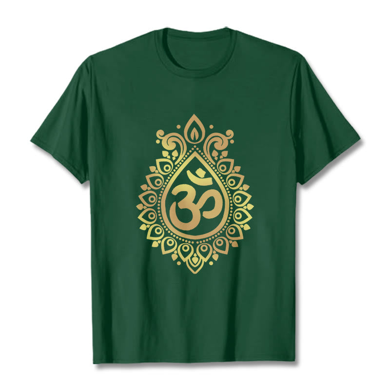Camiseta con diseño OM de gotas de agua y Buddha Stones - Verde bosque - 2XL - image 10
