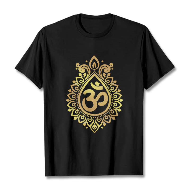 Camiseta con diseño OM de gotas de agua y Buddha Stones - Negro - 2XL - image 0