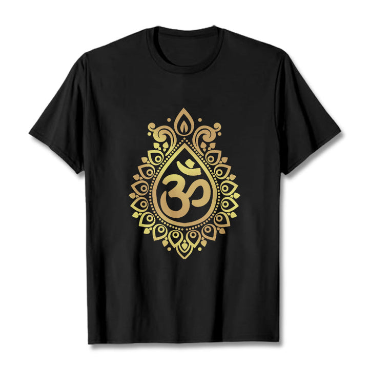Camiseta con diseño OM de gotas de agua y Buddha Stones - Negro - 2XL - image 1