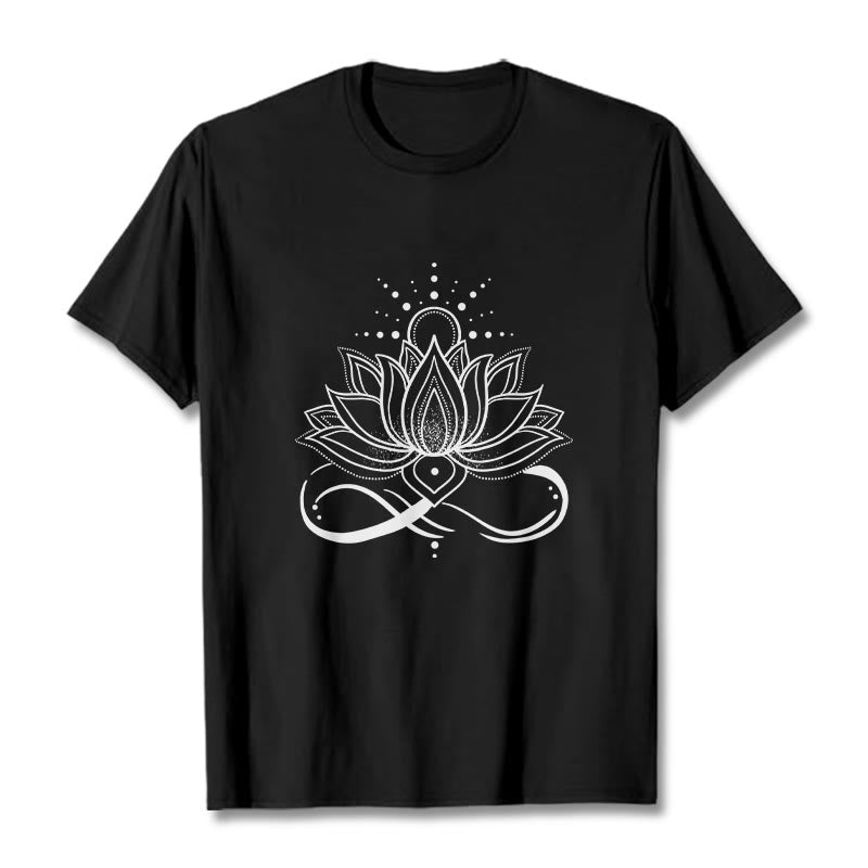Camiseta con diseño de flor de loto y sol con Buddha Stones - Negro - 2XL - image 4