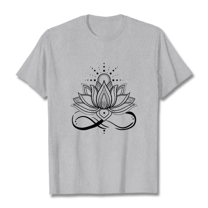 Camiseta con diseño de flor de loto y sol con Buddha Stones - Gris claro - 2XL - image 20