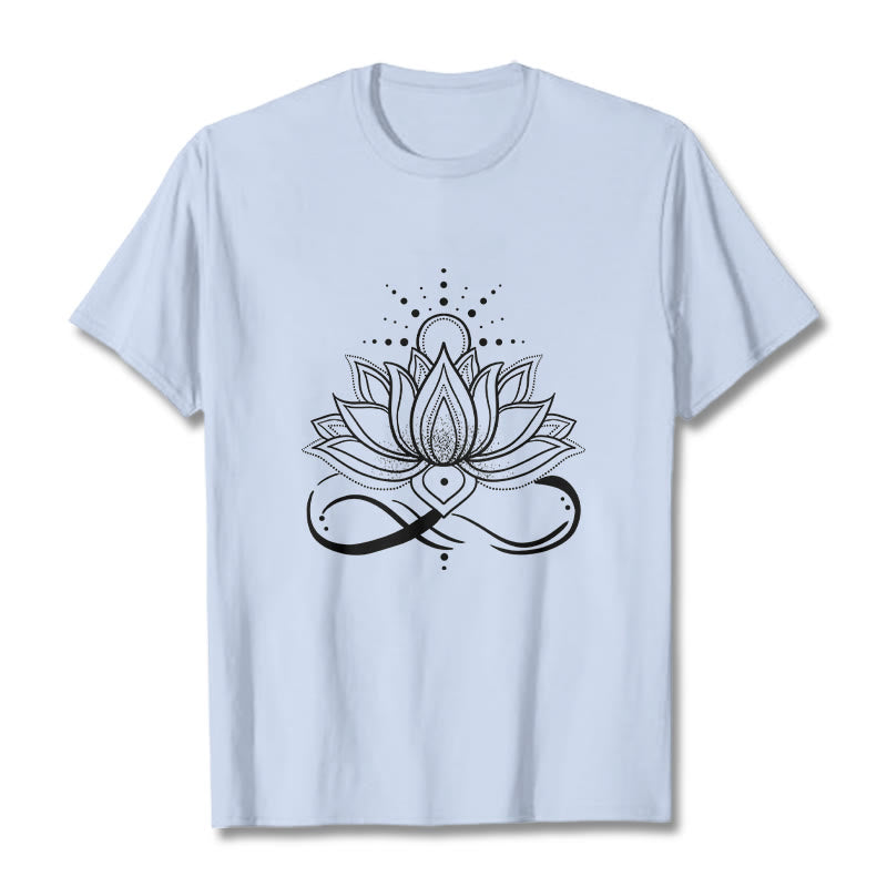 Camiseta con diseño de flor de loto y sol con Buddha Stones - Cian claro - 2XL - image 19