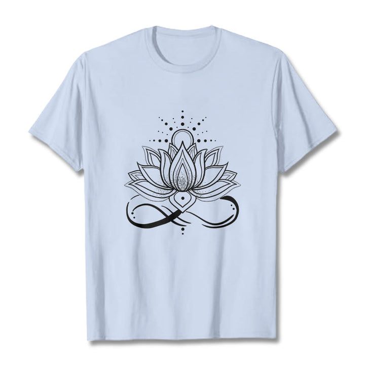 Camiseta con diseño de flor de loto y sol con Buddha Stones - Cian claro - 2XL - image 19