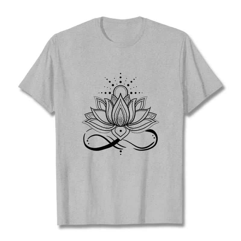 Camiseta con diseño de flor de loto y sol con Buddha Stones - Gris claro - 2XL - image 19
