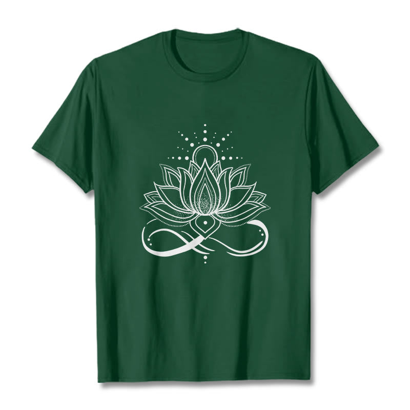 Camiseta con diseño de flor de loto y sol con Buddha Stones - Verde bosque - 2XL - image 1