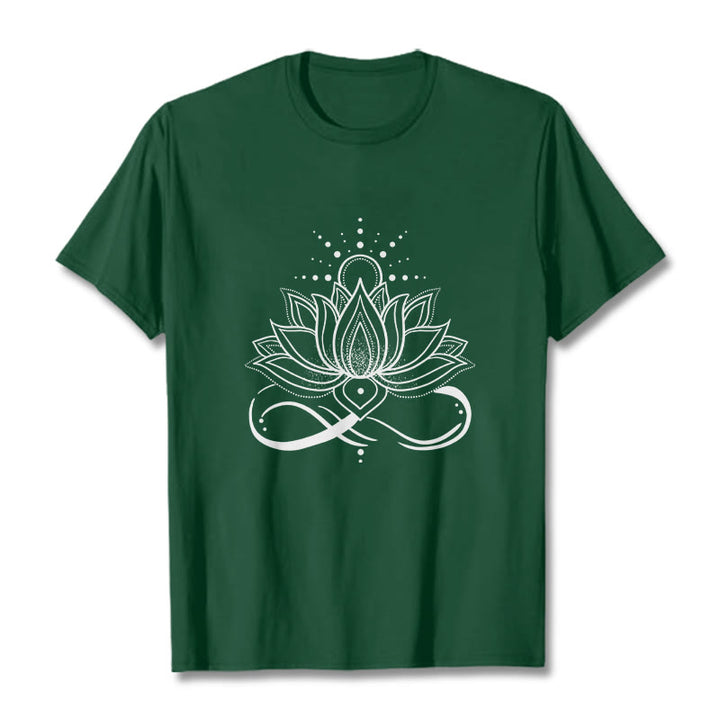 Camiseta con diseño de flor de loto y sol con Buddha Stones - Verde bosque - 2XL - image 1