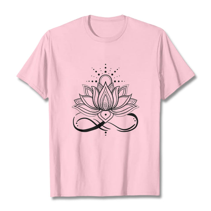 Camiseta con diseño de flor de loto y sol con Buddha Stones - Rosa claro - 2XL - image 13
