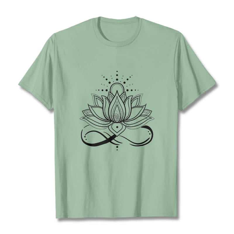 Camiseta con diseño de flor de loto y sol con Buddha Stones - Verde pálido - 2XL - image 14