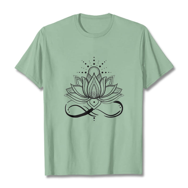 Camiseta con diseño de flor de loto y sol con Buddha Stones - Verde pálido - 2XL - image 14