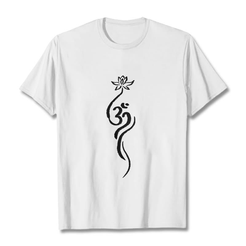 Camiseta con diseño Om de flor de loto y Buddha Stones - Blanco - 2XL - image 0