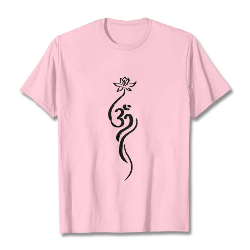 Camiseta con diseño Om de flor de loto y Buddha Stones - rosa claro - 2XL - image 12