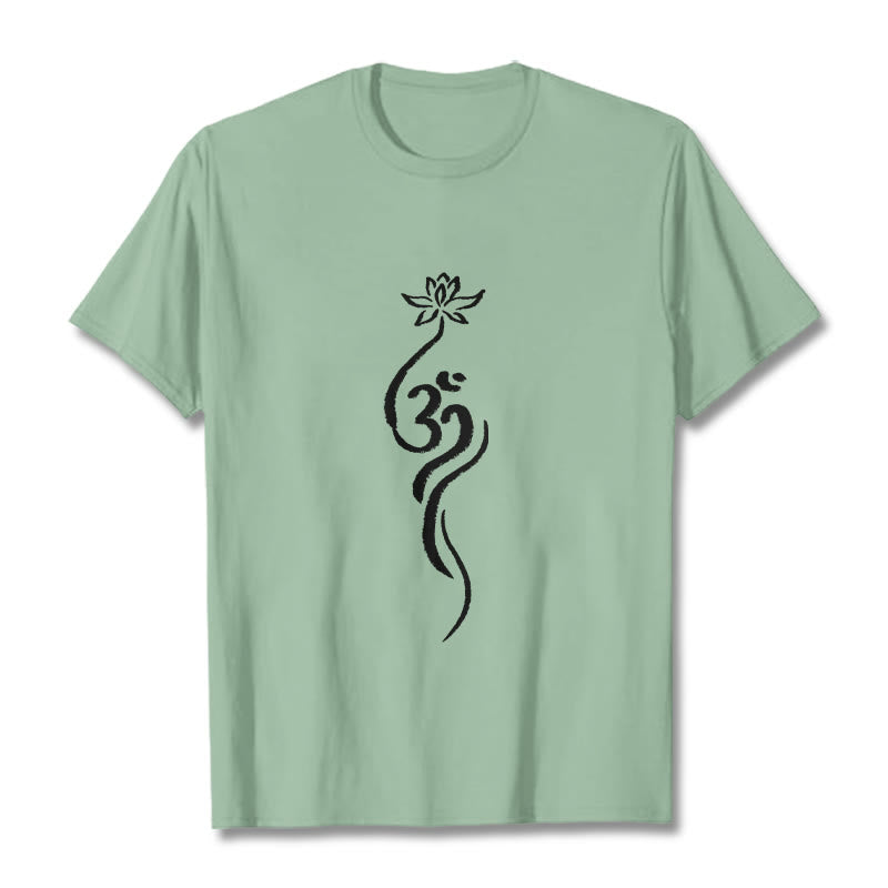 Camiseta con diseño Om de flor de loto y Buddha Stones - Verde pálido - 2XL - image 14