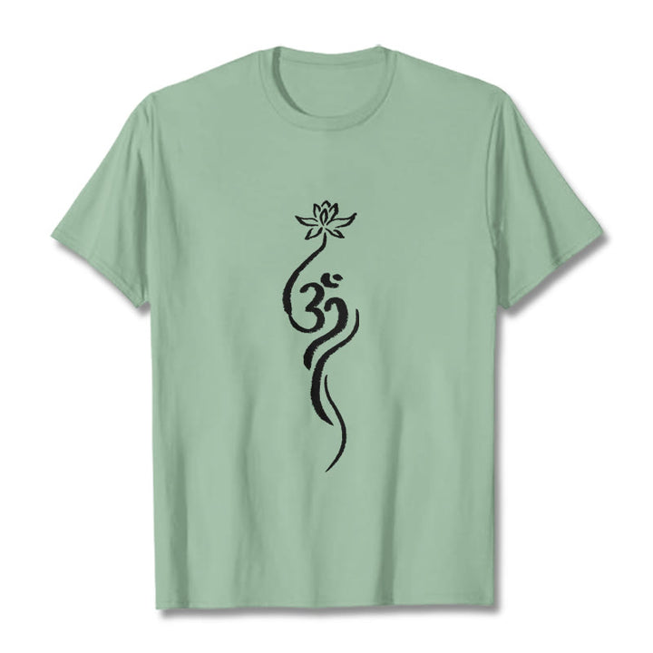 Camiseta con diseño Om de flor de loto y Buddha Stones - Verde pálido - 2XL - image 14