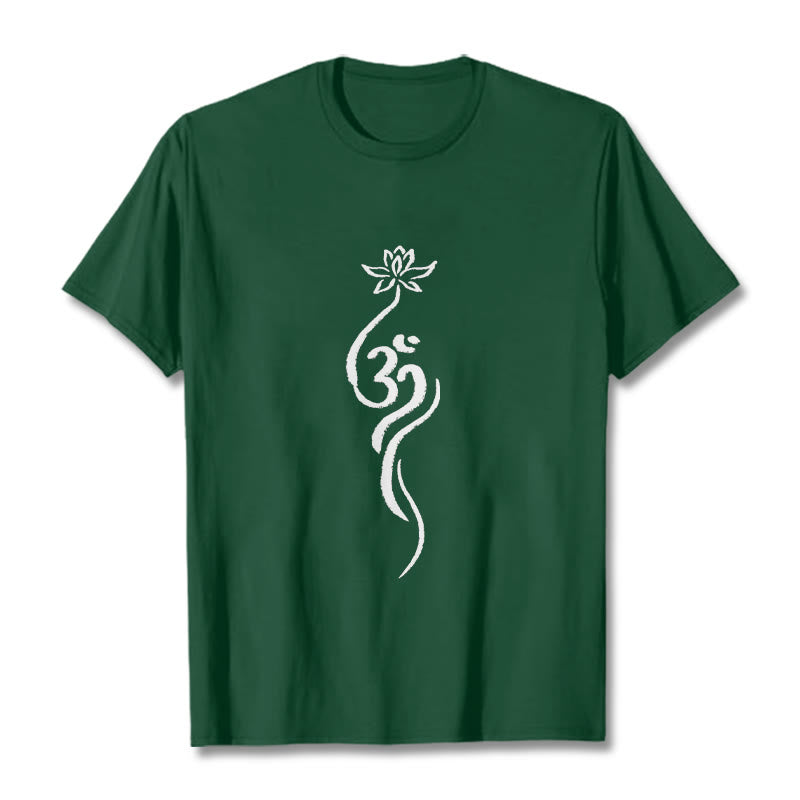Camiseta con diseño Om de flor de loto y Buddha Stones - Verde bosque - 2XL - image 10