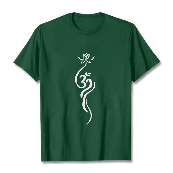 Camiseta con diseño Om de flor de loto y Buddha Stones - Verde bosque - 2XL - image 10
