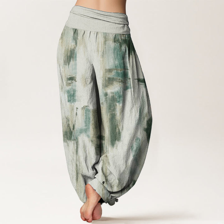 Pantalones Buddha Stones de algodón puro con diseño tie-dye y cintura elástica para mujer
