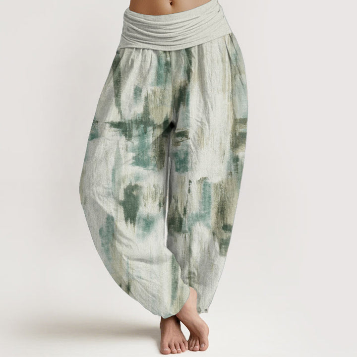 Pantalones Buddha Stones de algodón puro con diseño tie-dye y cintura elástica para mujer