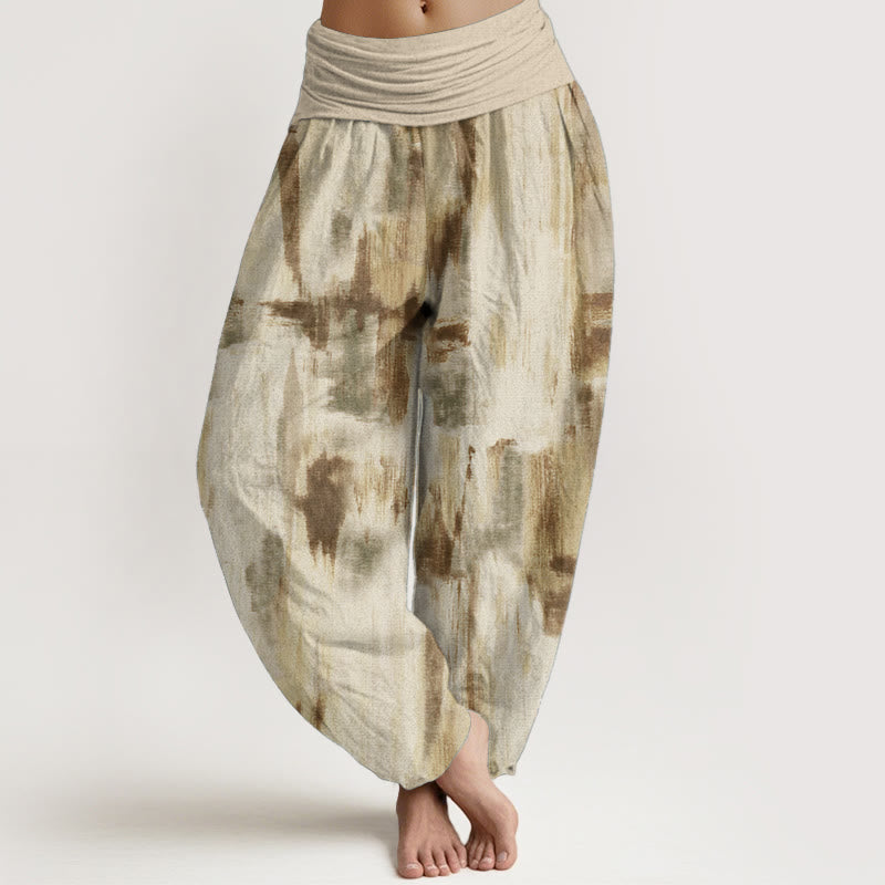 Pantalones Buddha Stones de algodón puro con diseño tie-dye y cintura elástica para mujer