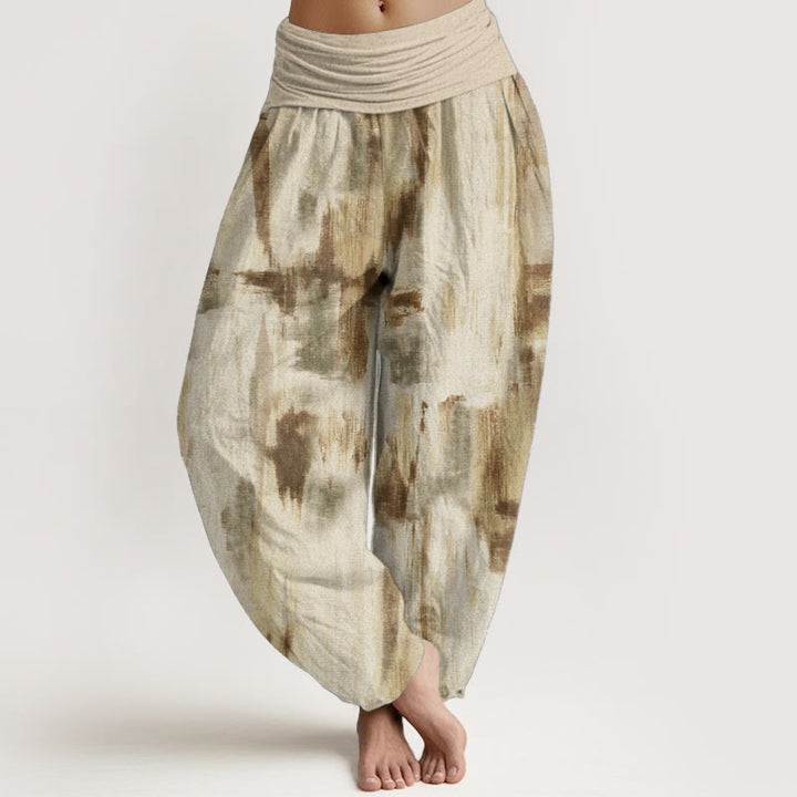 Pantalones Buddha Stones de algodón puro con diseño tie-dye y cintura elástica para mujer