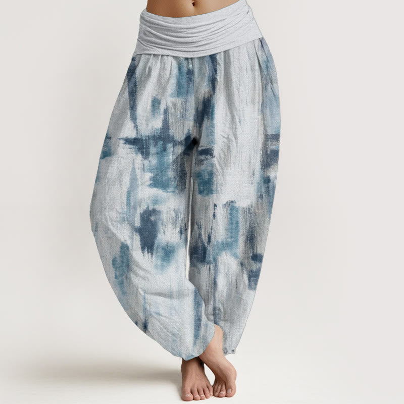 Pantalones Buddha Stones de algodón puro con diseño tie-dye y cintura elástica para mujer
