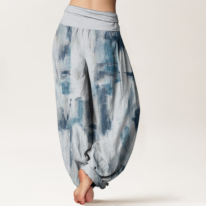 Pantalones Buddha Stones de algodón puro con diseño tie-dye y cintura elástica para mujer