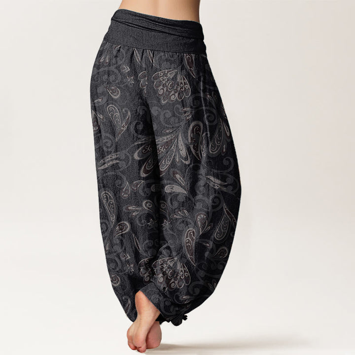Pantalones Buddha Stones de algodón puro con diseño de pétalos de flores para mujer, cintura elástica