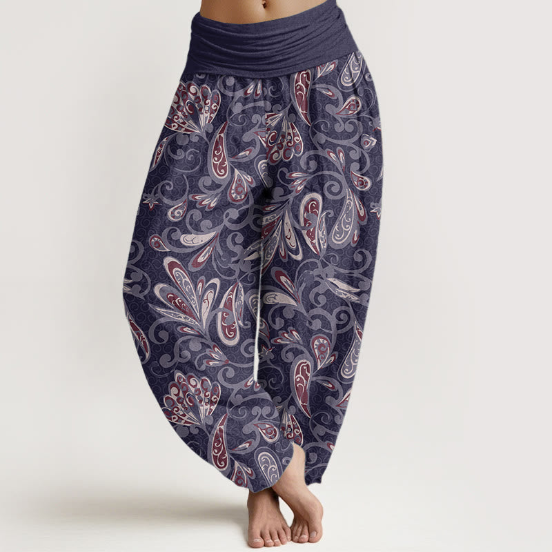 Pantalones Buddha Stones de algodón puro con diseño de pétalos de flores para mujer, cintura elástica