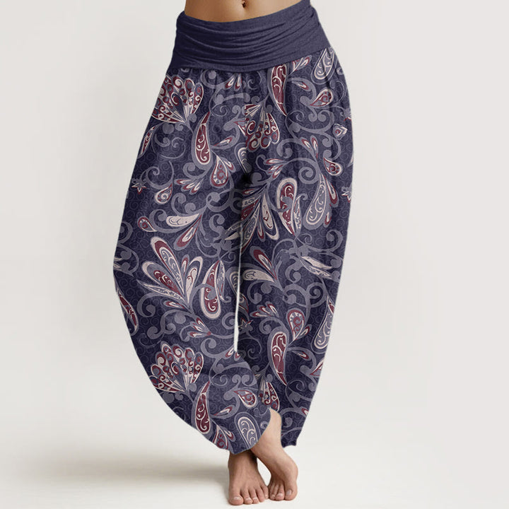 Pantalones Buddha Stones de algodón puro con diseño de pétalos de flores para mujer, cintura elástica