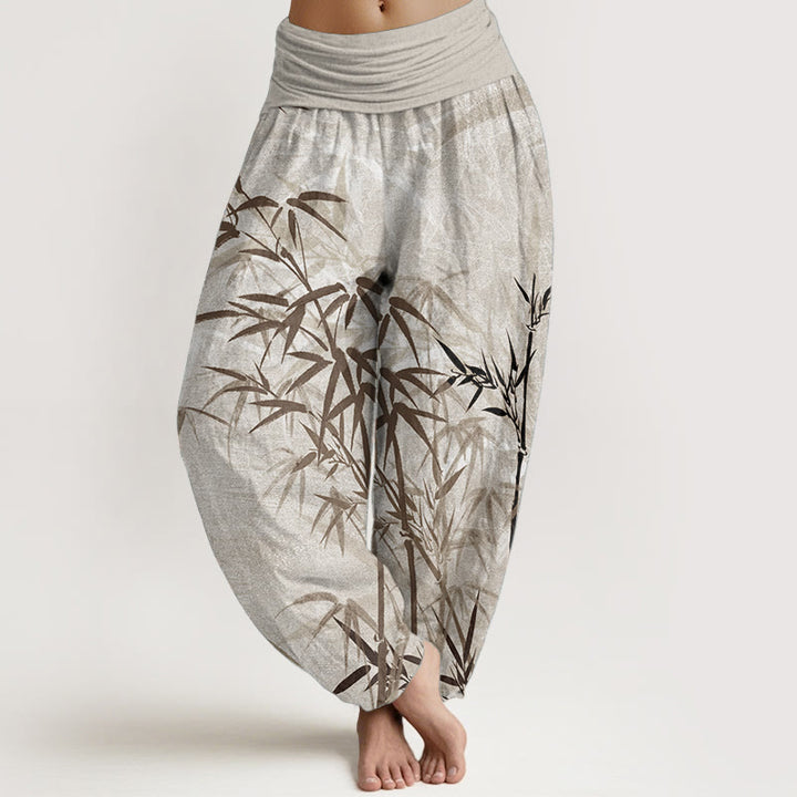Pantalones harén de cintura elástica para mujer, informales, de algodón puro con Buddha Stones - Trigo - US22，UK/AU26，EU54 (6XL) - image 5