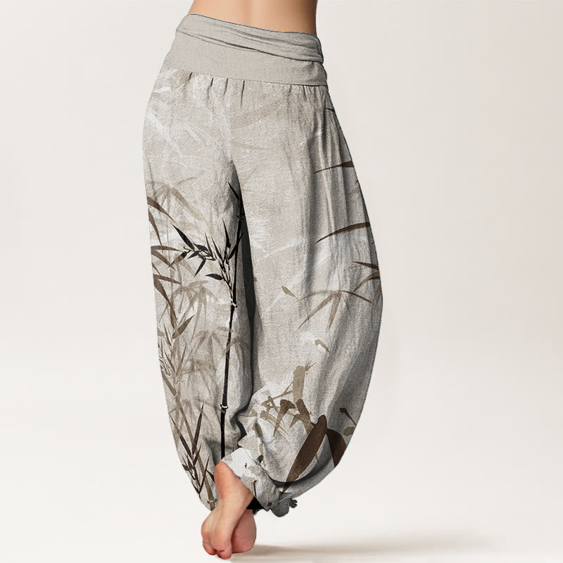 Pantalones harén de cintura elástica para mujer, informales, de algodón puro con Buddha Stones