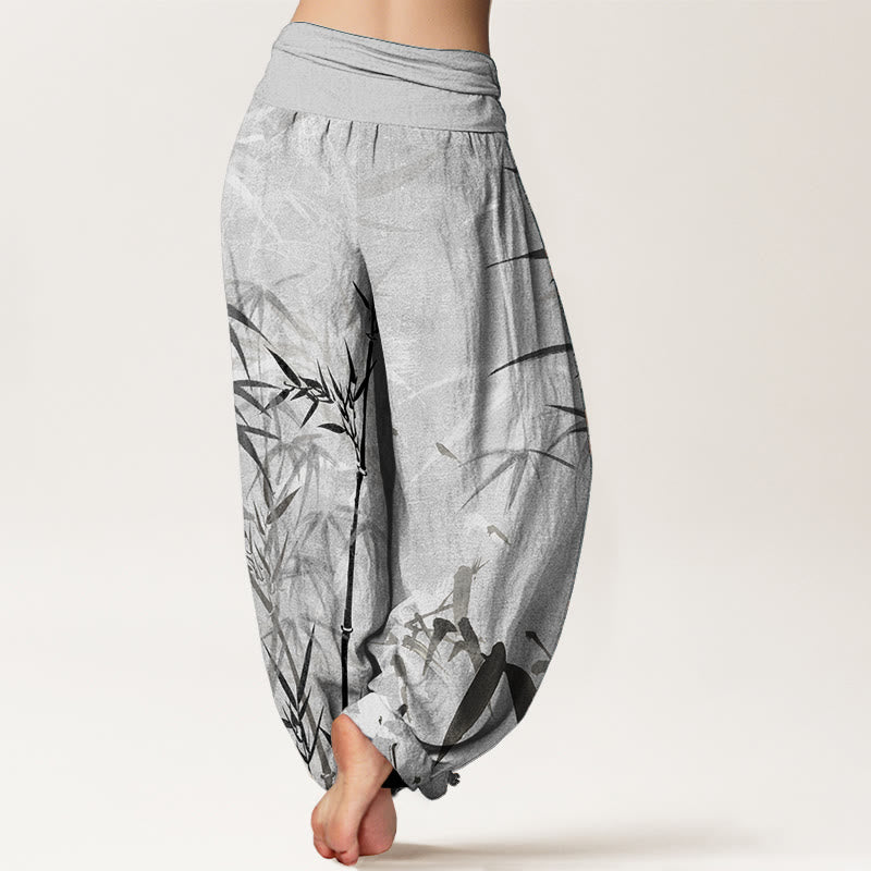 Pantalones harén de cintura elástica para mujer, informales, de algodón puro con Buddha Stones - image 1