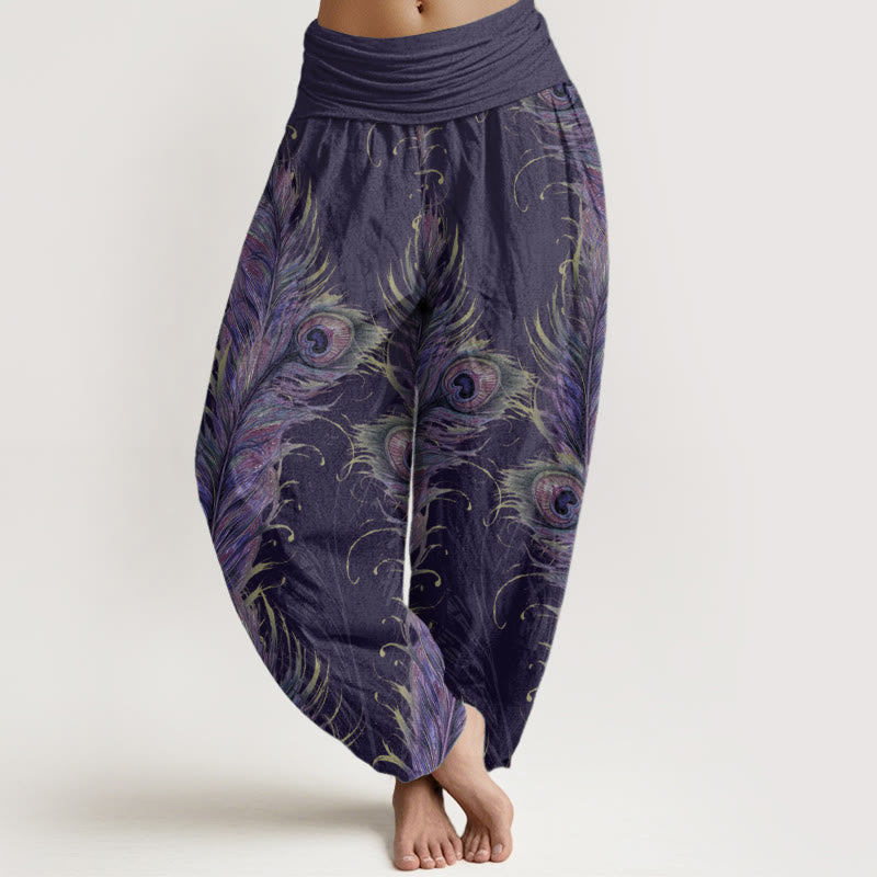 Pantalones Buddha Stones de algodón puro con estampado de fénix brillante para mujer, cintura elástica