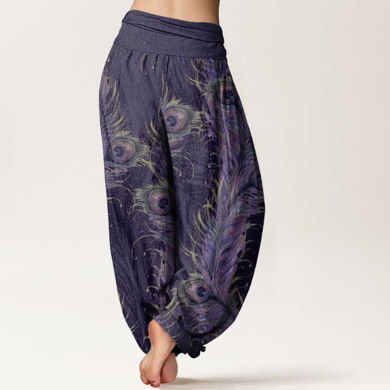 Pantalones Buddha Stones de algodón puro con estampado de fénix brillante para mujer, cintura elástica