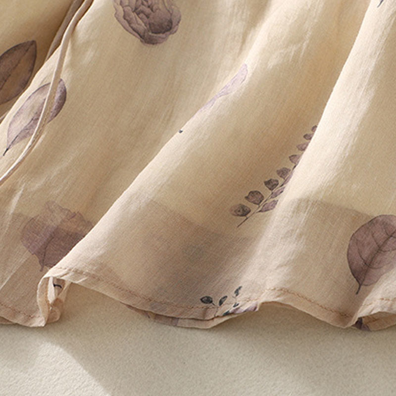Camisa de lino y algodón para mujer, manga tres cuartos, con diseño bordado de Buddha Stones - image 9