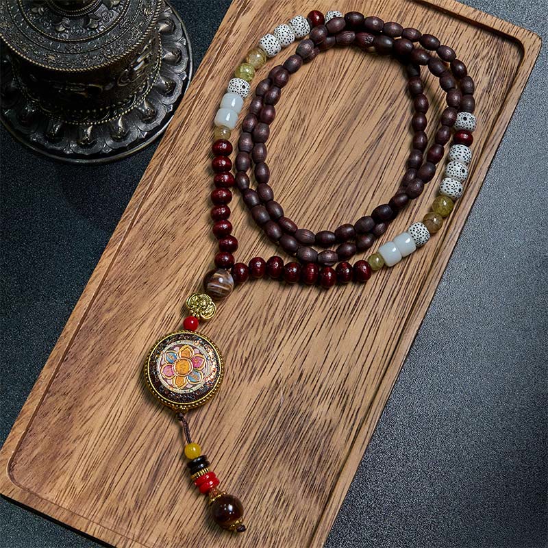Buddha Stones, cuentas de madera tibetanas hechas a mano, Om Mani Padme Hum Samantabhadra Bodhisattva, colgante de collar de pureza - image 1