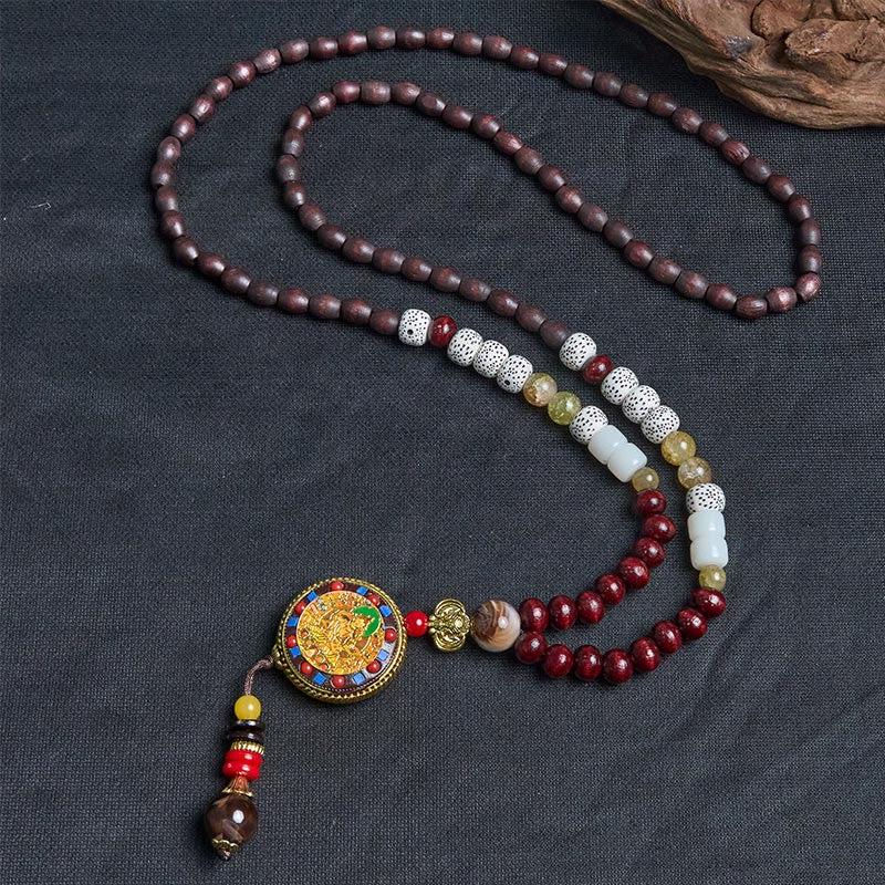 Buddha Stones, cuentas de madera tibetanas hechas a mano, Om Mani Padme Hum Samantabhadra Bodhisattva, colgante de collar de pureza - image 3