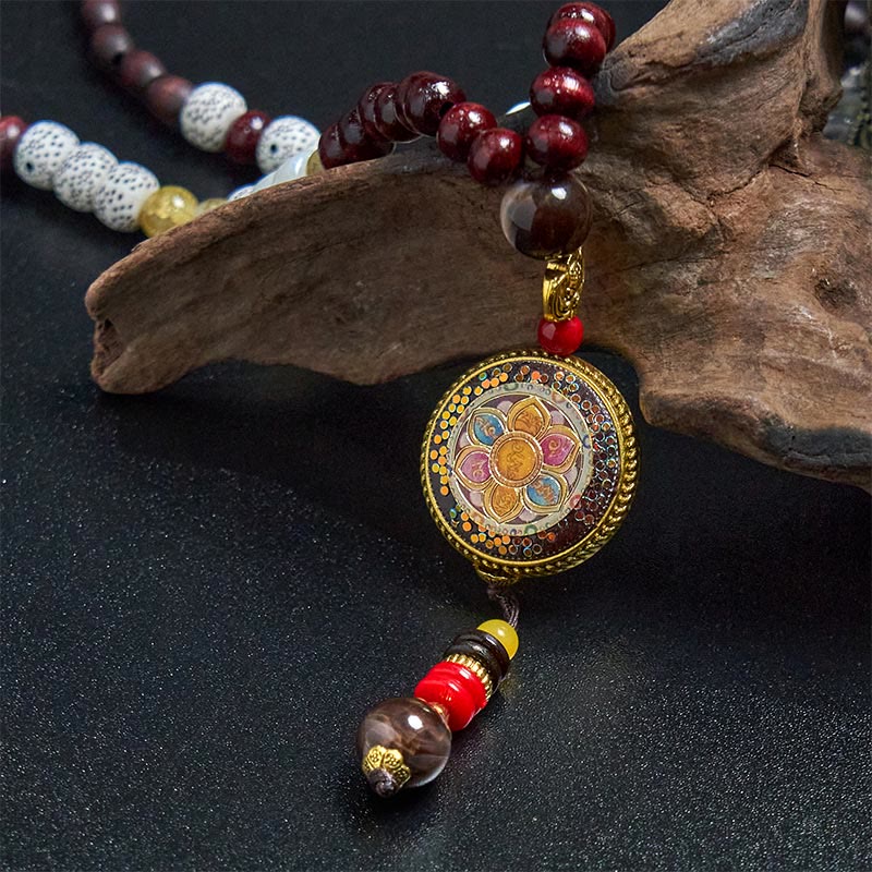 Buddha Stones, cuentas de madera tibetanas hechas a mano, Om Mani Padme Hum Samantabhadra Bodhisattva, colgante de collar de pureza - image 12
