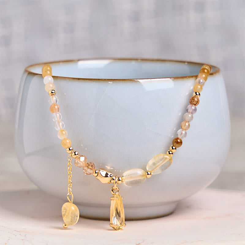 Pulsera multicapa con cuentas de citrino natural de Buddha Stones